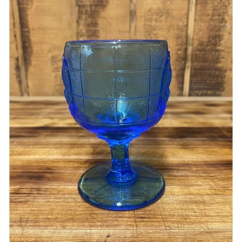 Vintage Imperial Glass Royal Blue Mini Eagle Wine Goblet 4